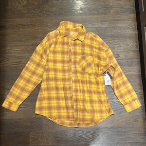 BP Yellow and Brown Casual Button Down Shirt